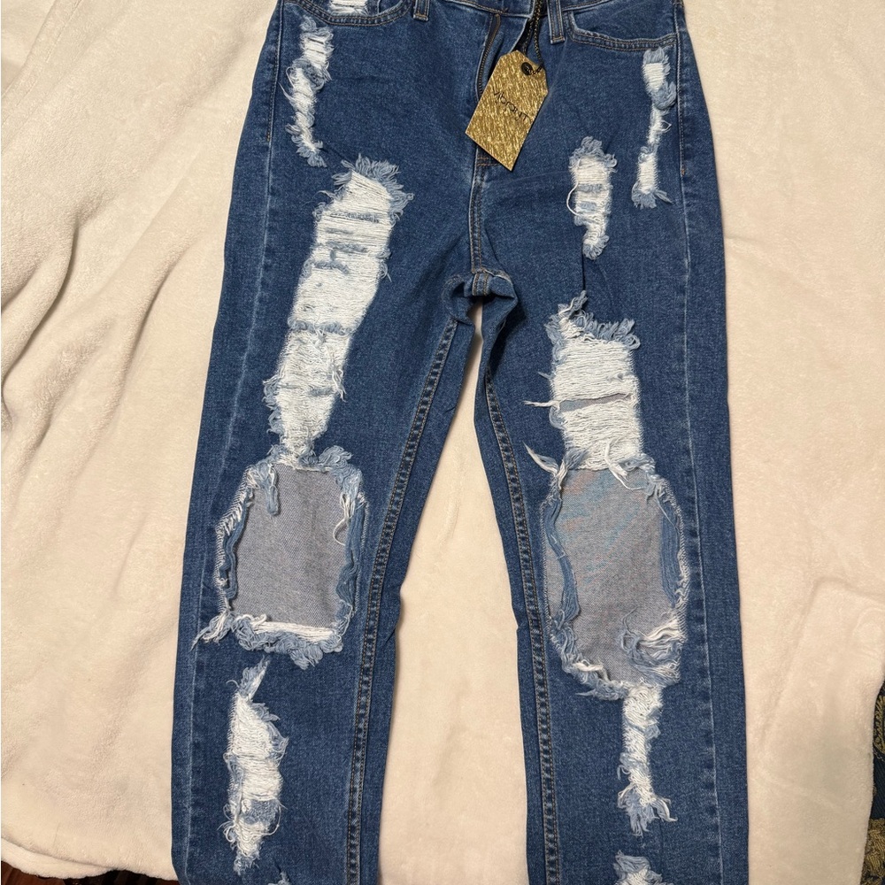 Distressed Blue Jeans - Picture 2 of 2